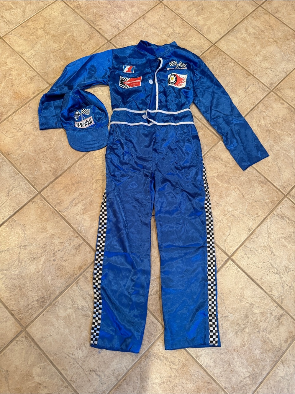 Blue Kids Racecar Driver Costume with Cap